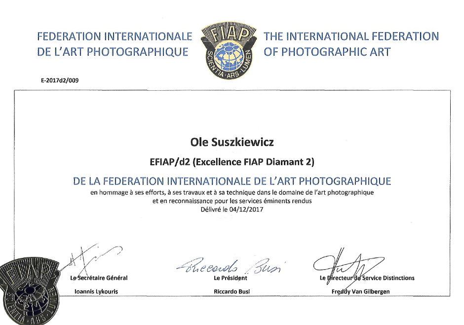 Ole Suszkiewicz EFIAP D2 certifikat